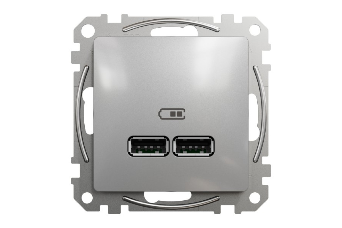 USB розетка тип A+A 2,1A Алюминий Sedna Design (SDD113401)