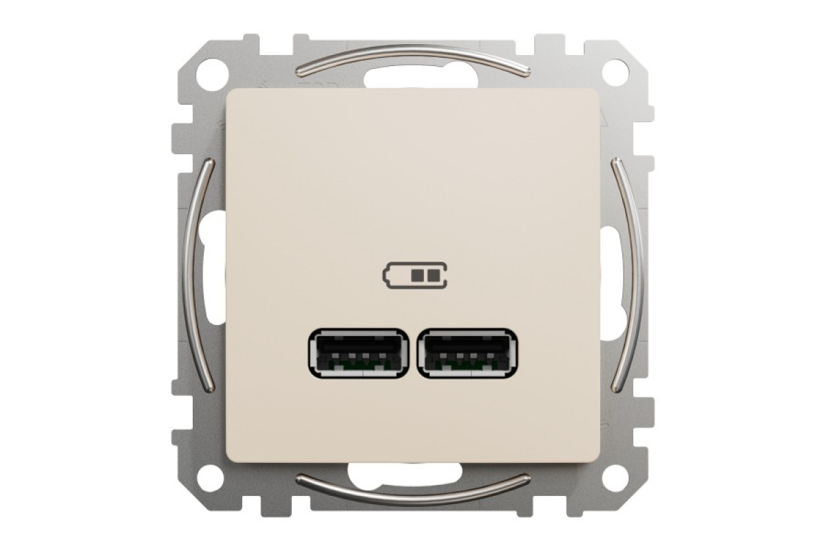 USB розетка тип A+A 2,1A Бежевий Sedna Design (SDD112401)