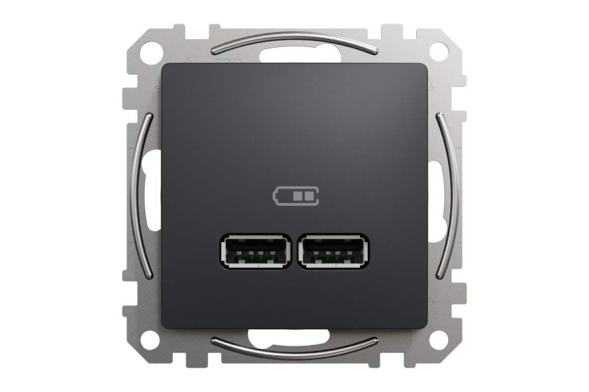 USB розетка тип A+A 2,1A Чорний Sedna Design (SDD114401)