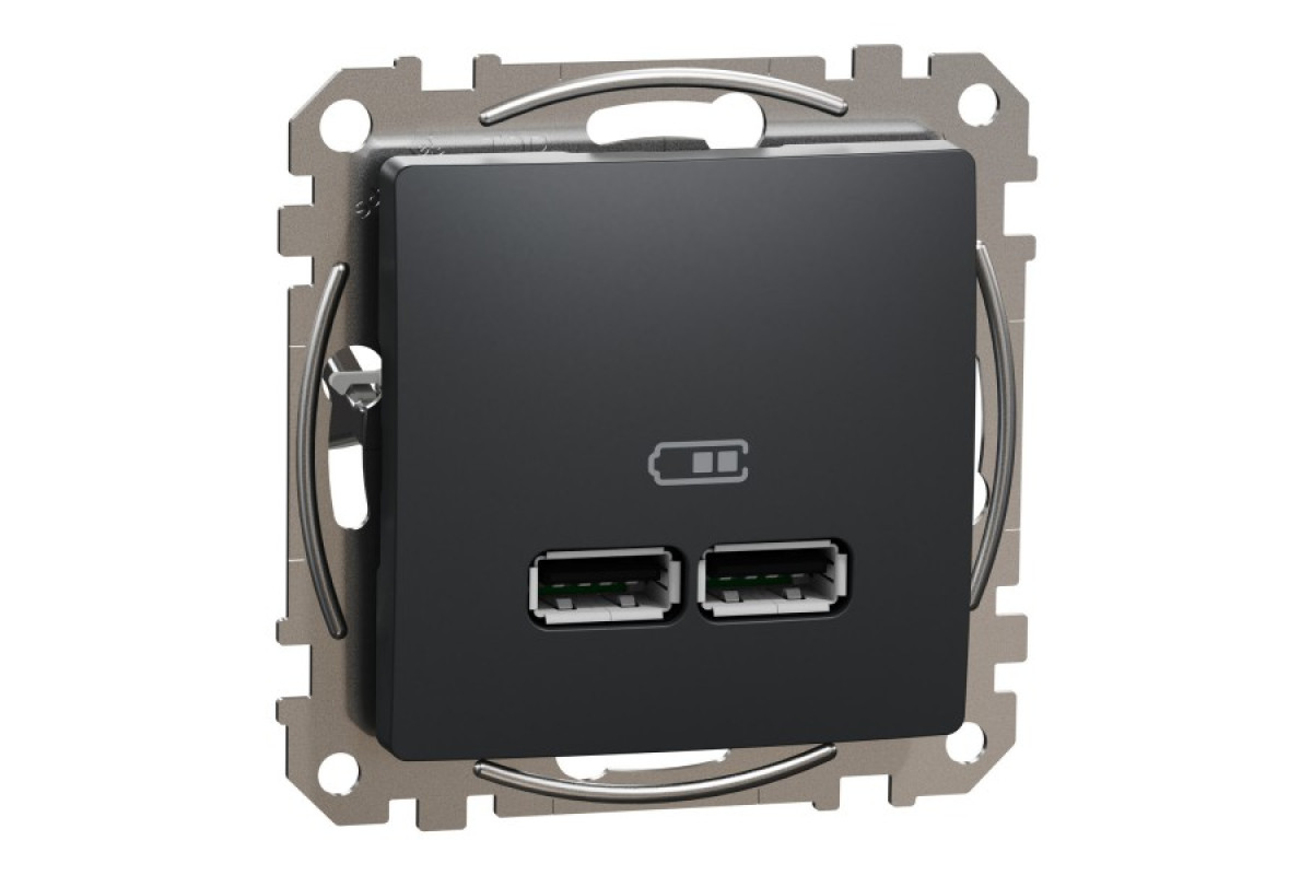 USB розетка тип A+A 2,1A Чорний Sedna Design (SDD114401)