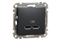 USB розетка тип A+A 2,1A Чорний Sedna Design (SDD114401)