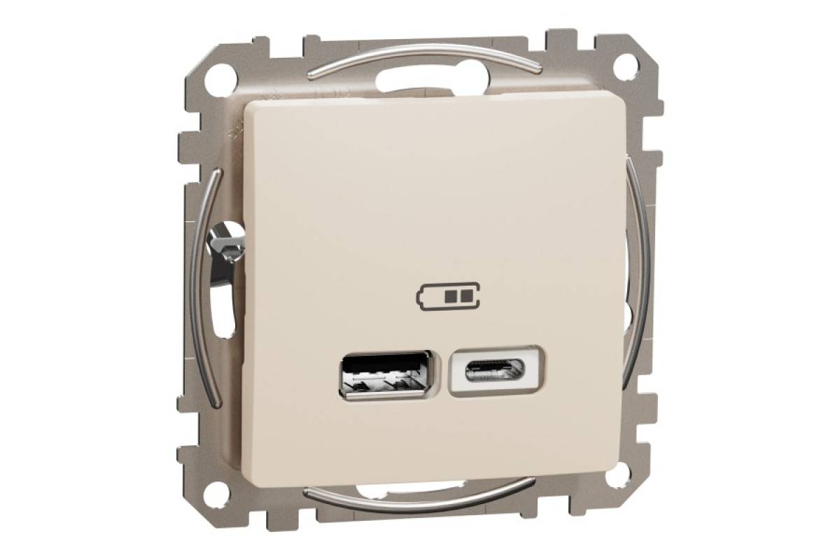 USB розетка тип A+C 2,4A Бежевий Sedna Design (SDD112402)