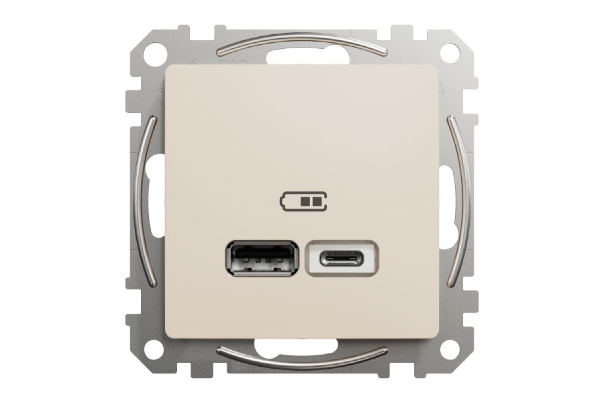 USB розетка тип A+C 2,4A Бежевий Sedna Design (SDD112402)
