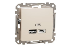 USB розетка тип A+C 2,4A Бежевий Sedna Design (SDD112402)