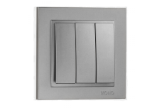 Вимикач трьохклавішний, Mono Electric, DESPINA (антрацит) (102-242422-114)