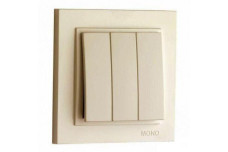 Вимикач трьохклавішний, Mono Electric, DESPINA (крем) (102-170022-114)