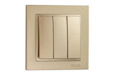 Вимикач трьохклавішний, Mono Electric, DESPINA (титан) (102-222222-114)