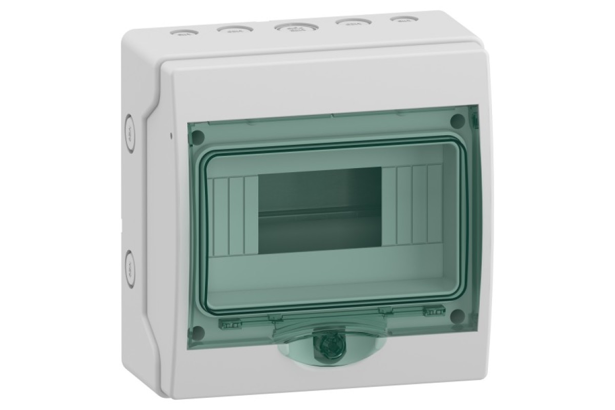 Модульный мини щит, Mureva, 1х8 модулей, клеммный блок заземления и нейтрали (13443)