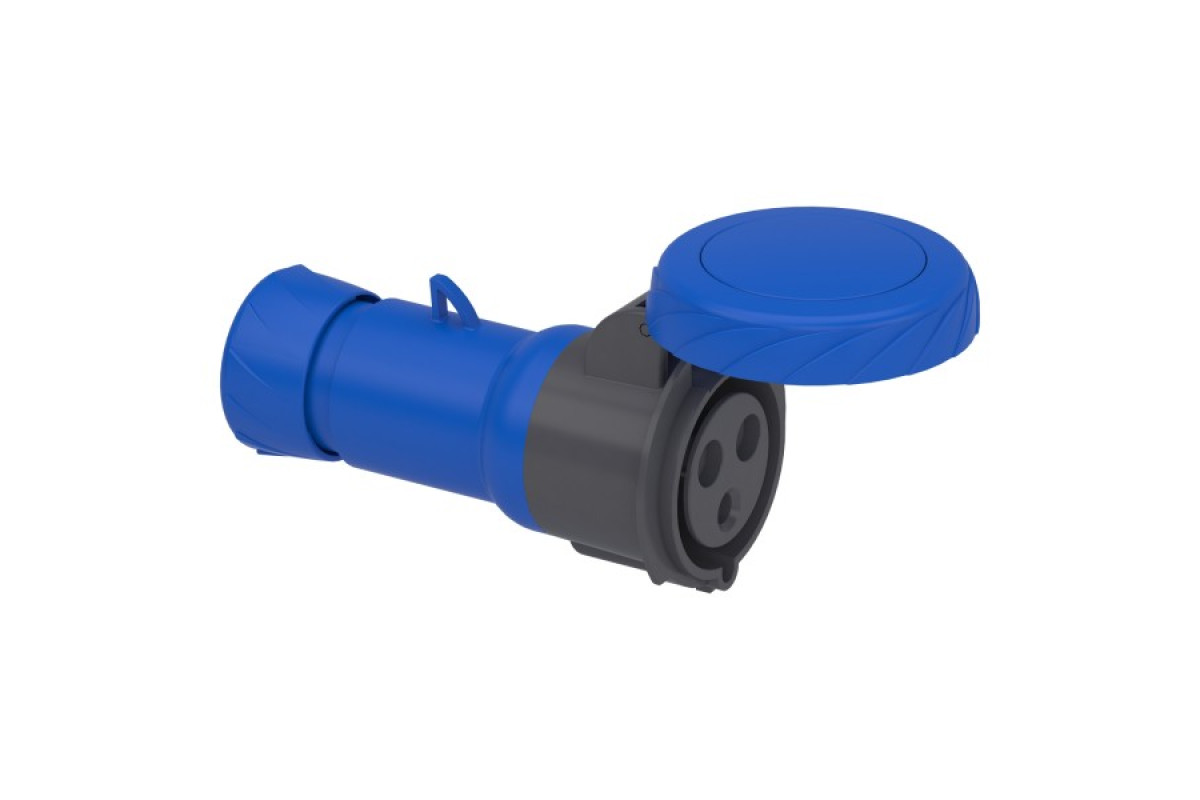 Кабельна розетка PratiKa, пряма, 32 A, 2P + E, 200-250 B AC, IP67 (PKF32M723)