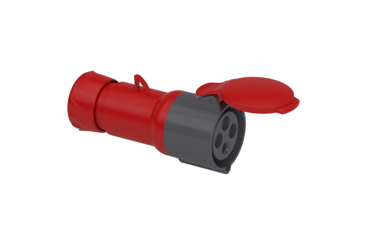 Кабельна розетка PratiKa, пряма, 32 A, 3P + E, 380-415 B AC, IP44 (PKF32M434)