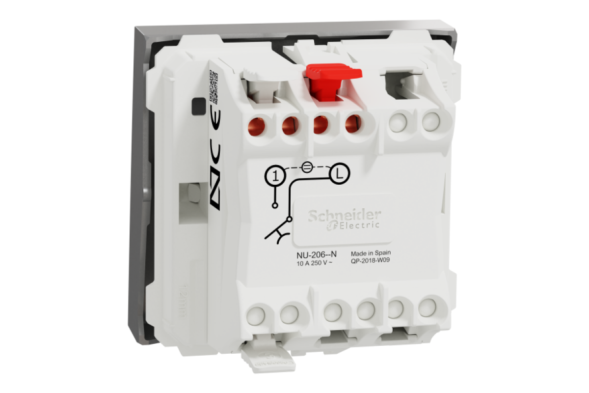 Вимикач 1-клавішний кнопклвий з підсвічуванням сх.1а 10А, 2 мод ал (NU320630N)