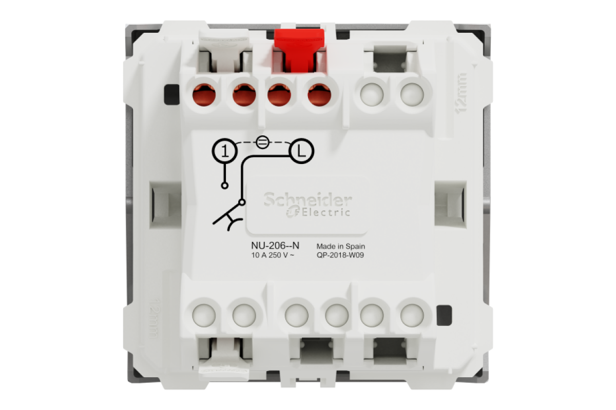 Вимикач 1-клавішний кнопклвий з підсвічуванням сх.1а 10А, 2 мод ал (NU320630N)