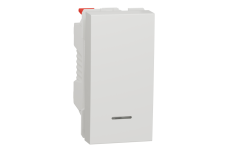 Вимикач 1-клавішний кнопковий з підсвічуванням схема 1а 10А, 1 м білий (NU310618N)