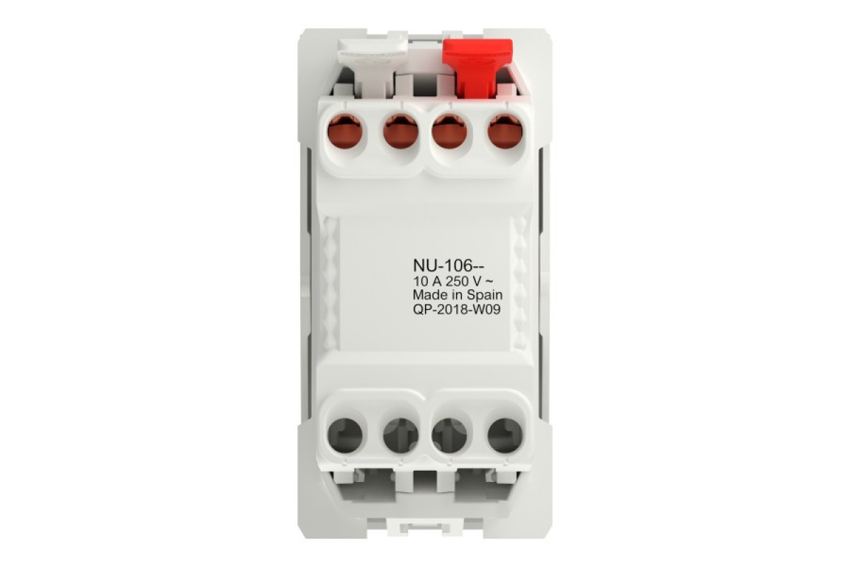 Вимикач 1-клавішний кнопковий схема 1, 10А, 1 модуль білий (NU310618)