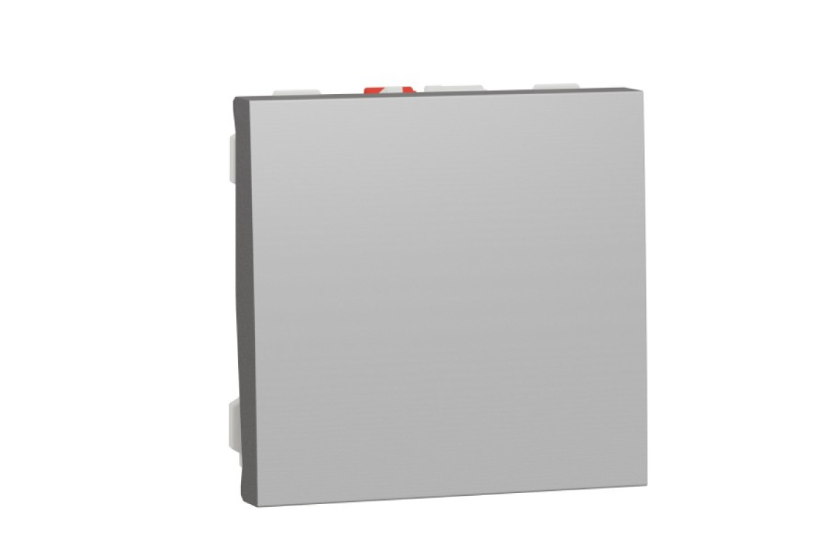 Вимикач 1-клавішний кнопковий схема 1, 10А, 2 модулі алюміній (NU320630)