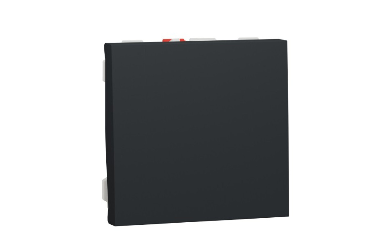 Вимикач 1-клавішний кнопковий схема 1, 10А, 2 модулі антрацит (NU320654)