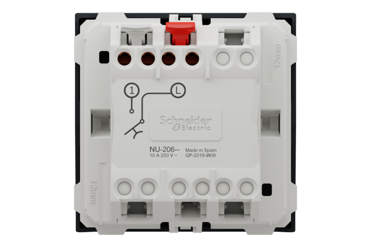 Вимикач 1-клавішний кнопковий схема 1, 10А, 2 модулі антрацит (NU320654)