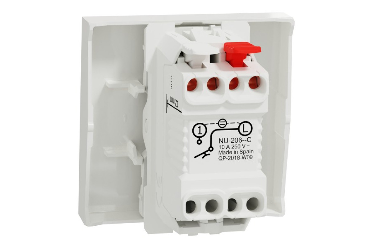 Вимикач 1-клавішний кнопковий, сх.1, 10 А білий Unica New (NU320618C)