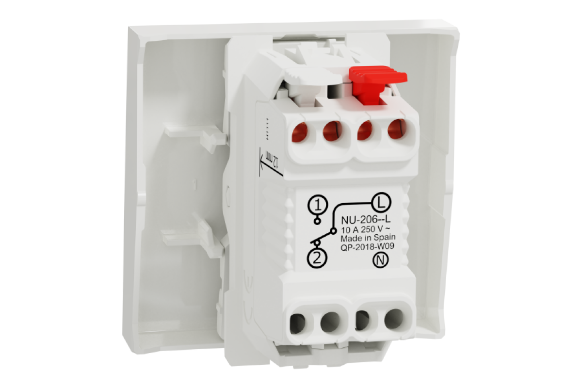 Вимикач 1-клавішний кнопковий, сх.1, з символом ''Світло'', 10 А білий Unica New (NU320618L)