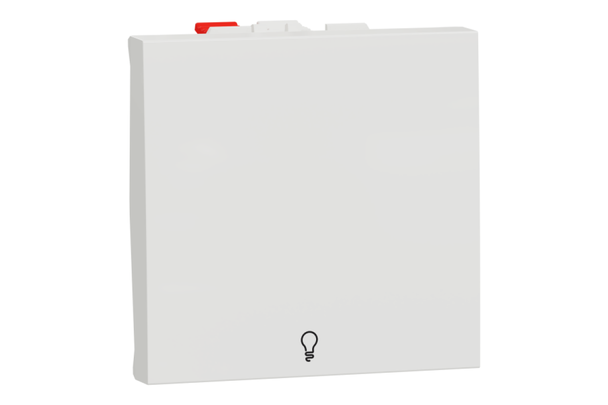 Вимикач 1-клавішний кнопковий, сх.1, з символом ''Світло'', 10 А білий Unica New (NU320618L)