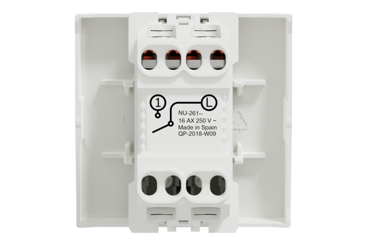 Вимикач 1-клавішний сх. 1 16А, 2 модульний, білий (NU326118)
