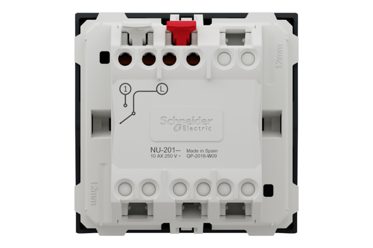 Вимикач 1-клавішний схема 1, 10А 2 модулі антрацит (NU320154)