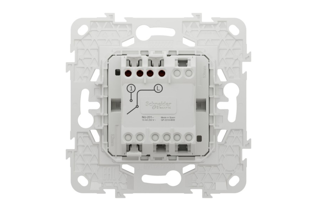 Вимикач 1-клавішний схема 1, 10А білий (NU520118)