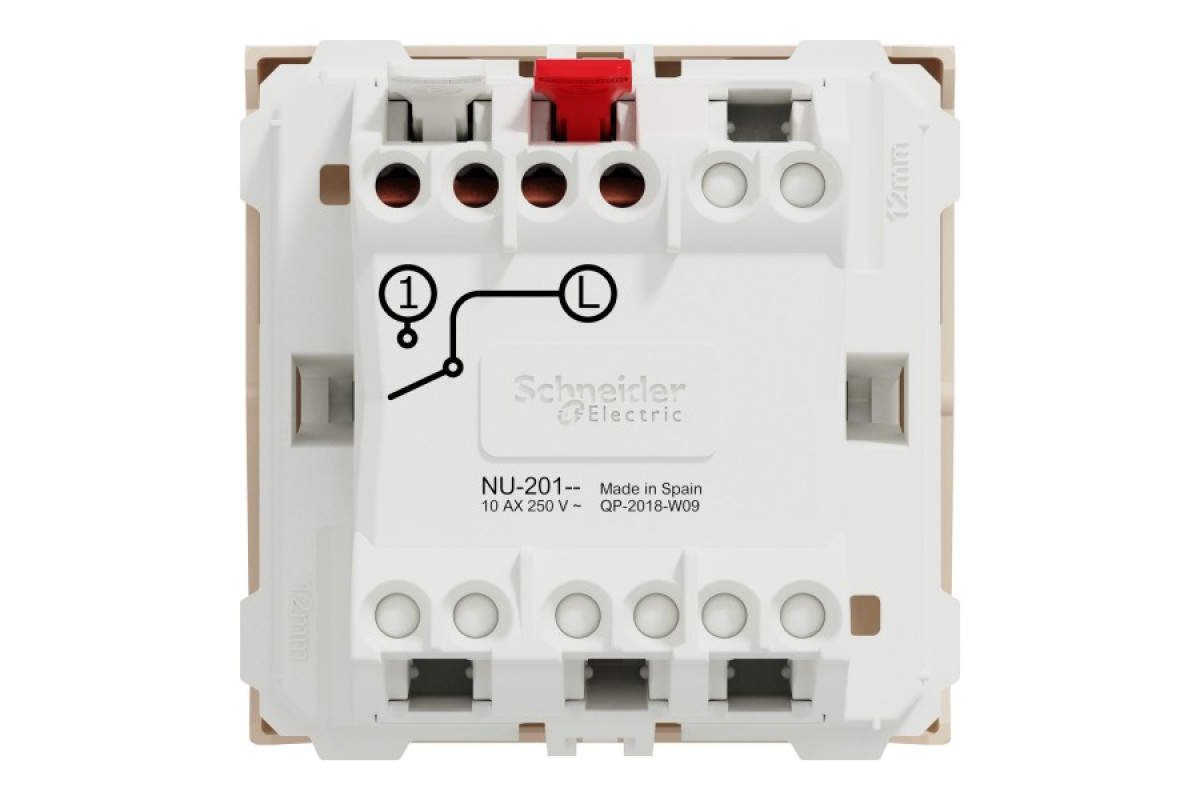 Вимикач 1-клавішний, 10А, 2 модулі бежевий Unica New Studio (NU320144)