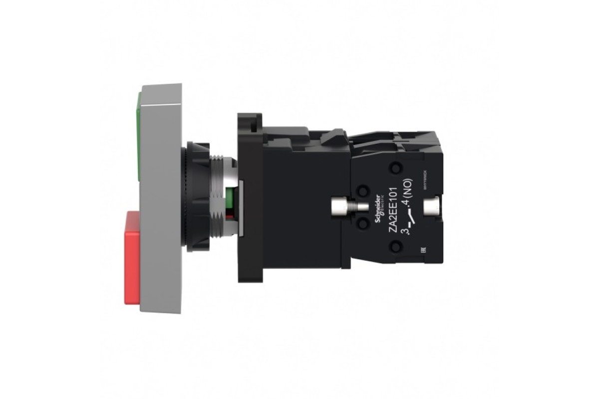 Двухголовая кнопка с подсветкой, Easy Harmony XA2, пластик, 22 мм, 1NO+1NC (XA2EW7L3741M5)