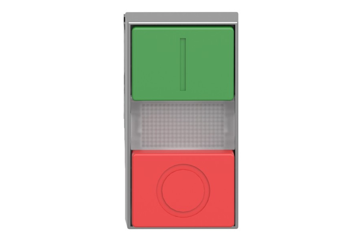 Двухголовая кнопка с подсветкой, Easy Harmony XA2, пластик, 22 мм, 1NO+1NC (XA2EW7L3741B5)