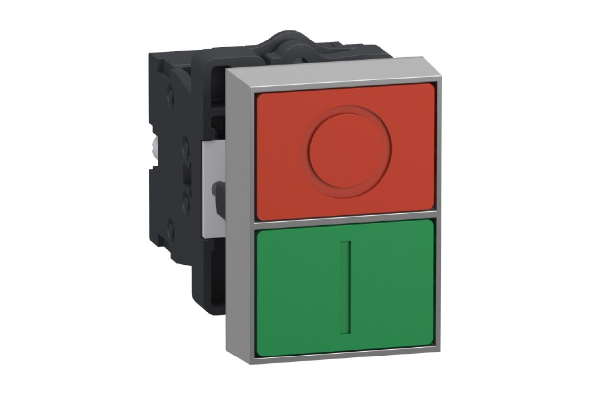 Двухголовая кнопка, Easy Harmony XA2, пластик, 22 мм, 1NO + 1NC (XA2EA7A3415)