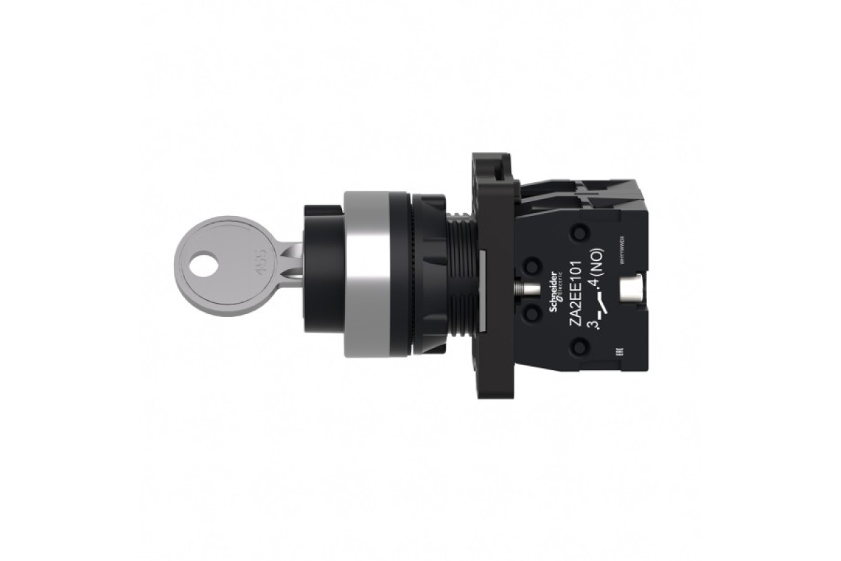 Ключовий перемикач, 2 положення, пружинне повернення, одна сторона висувна, 2 NO(XA2EG63)