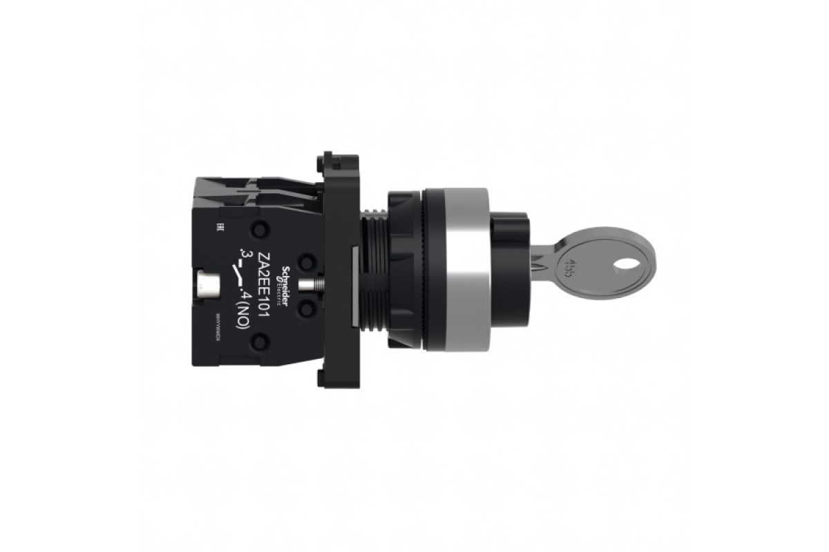 Ключовий перемикач, 2 положення, пружинне повернення, одна сторона висувна, 2 NO(XA2EG63)