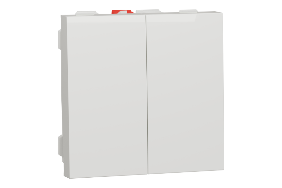 Вимикач 2-клавішний сх.5 10А, 2 модулі білий (NU321118)