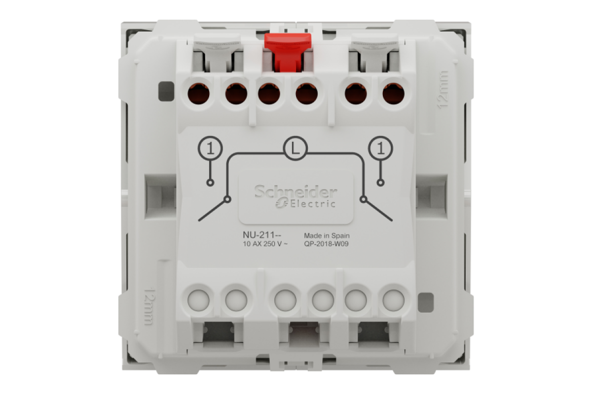Вимикач 2-клавішний сх.5 10А, 2 модулі білий (NU321118)