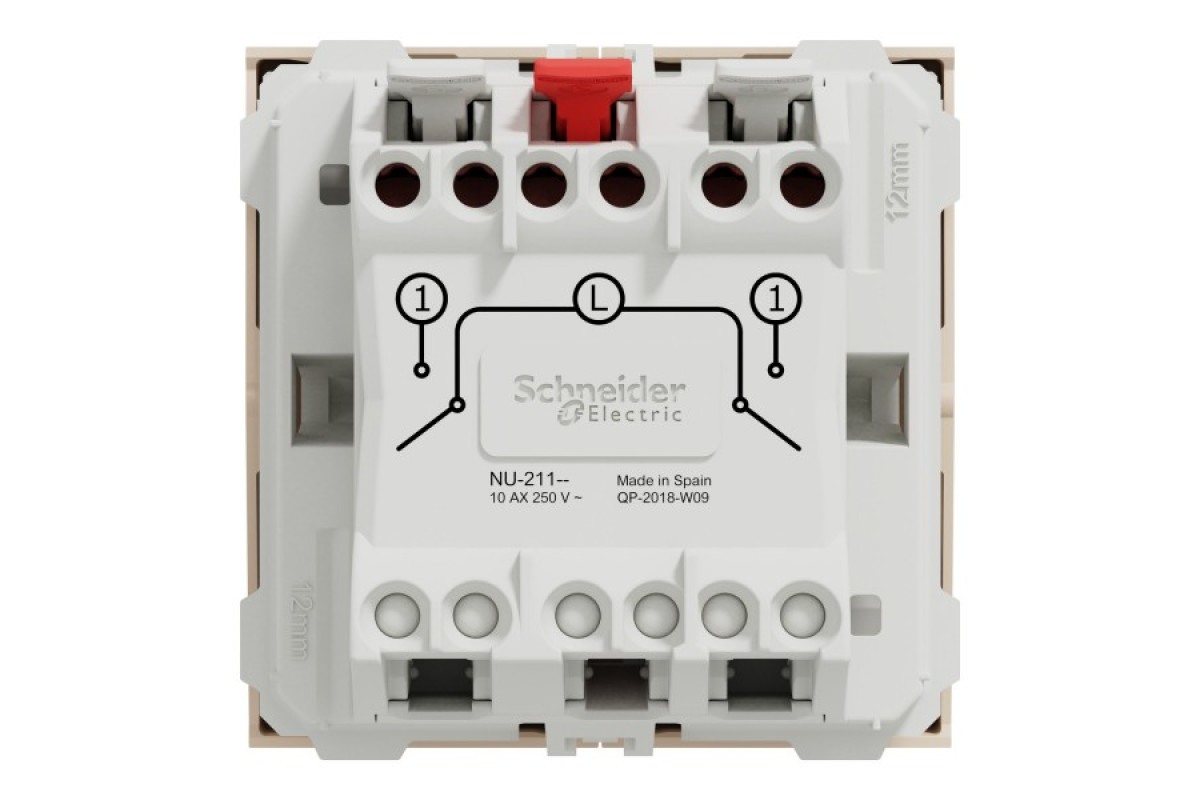 Вимикач 2-клавішний, 10 А, 2 модулі, бежевий Unica New Studio (NU321144)