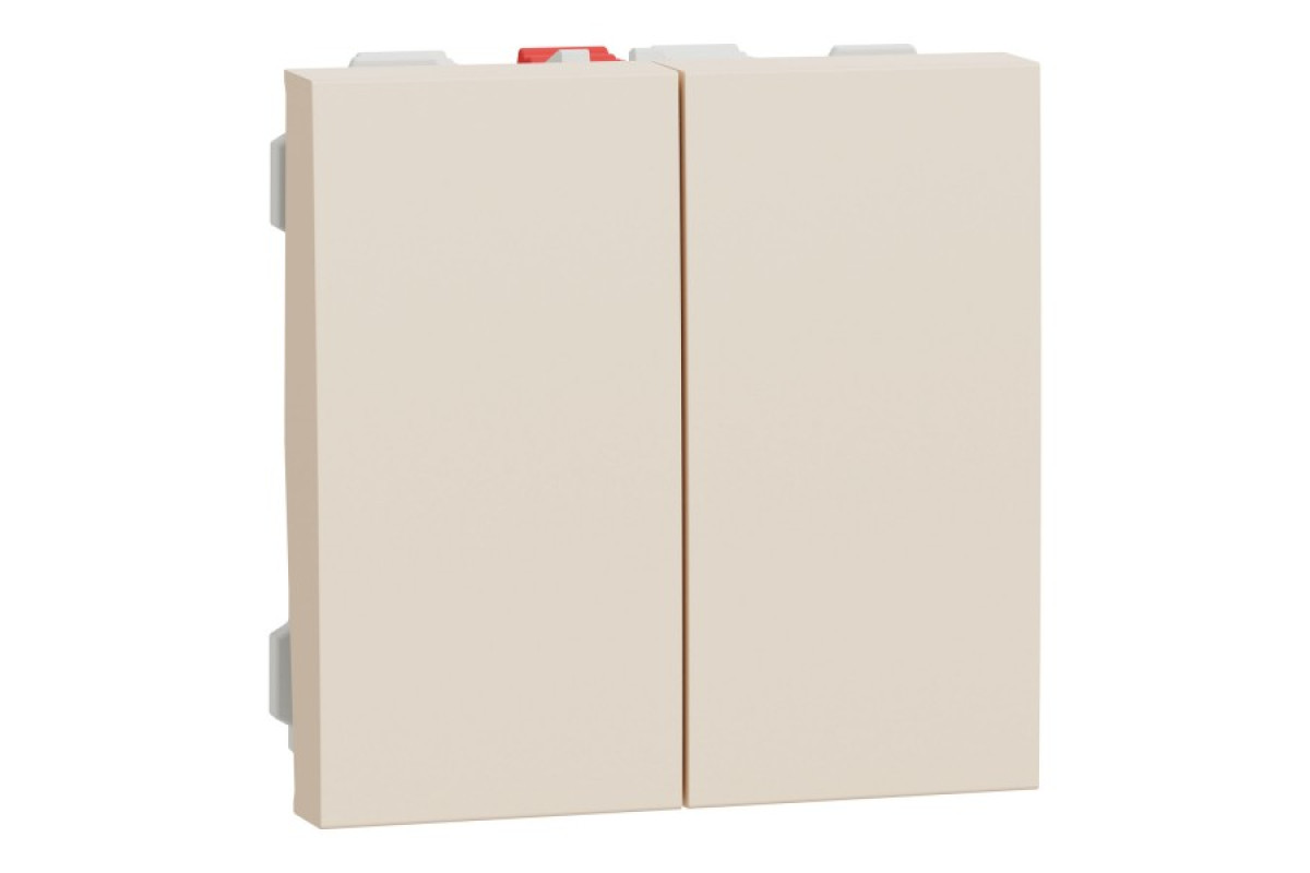 Вимикач 2-клавішний, 10 А, 2 модулі, бежевий Unica New Studio (NU321144)