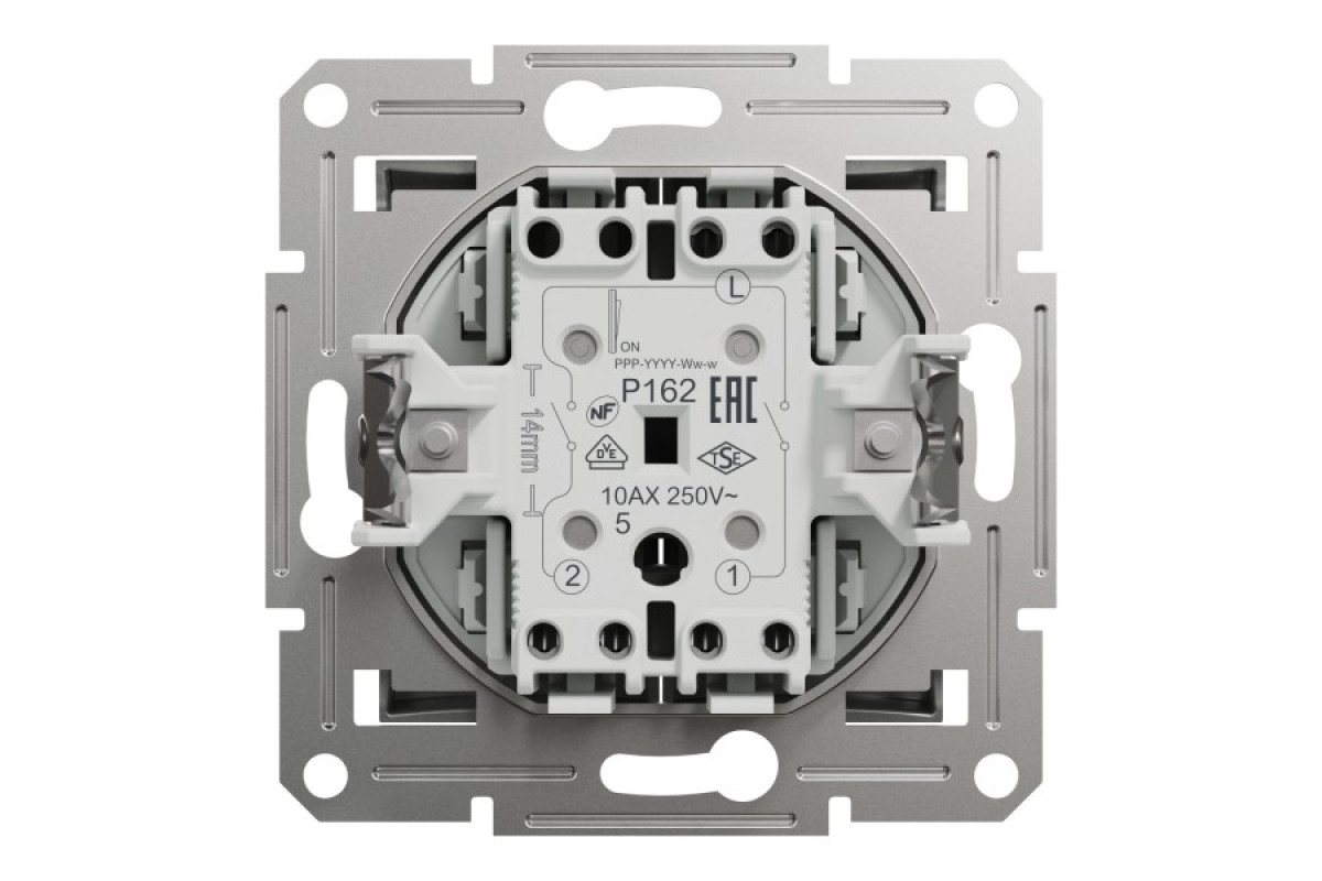 Вимикач двоклавішний самозажимний Asfora Алюміній (EPH0300161)