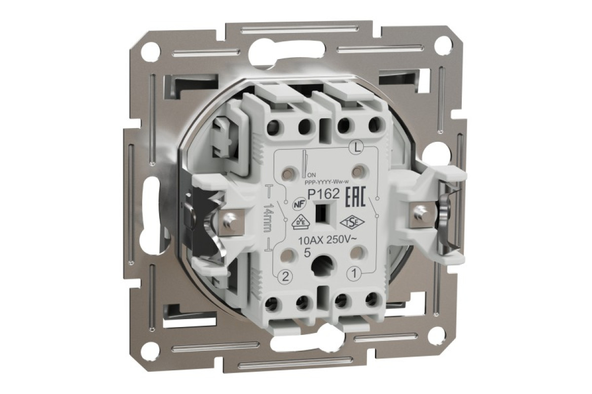 Вимикач двоклавішний самозажимний Asfora Алюміній (EPH0300161)