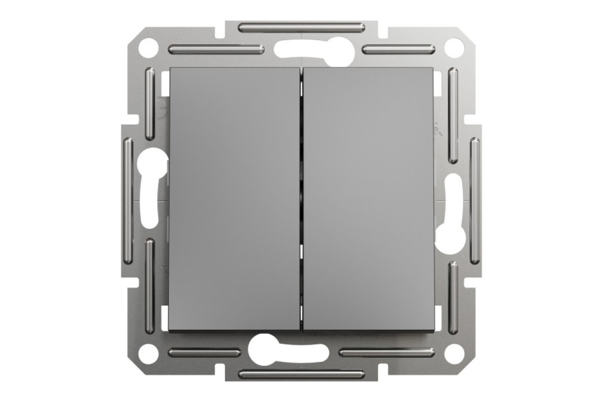 Вимикач двоклавішний самозажимний Asfora Антрацит (EPH0300171)