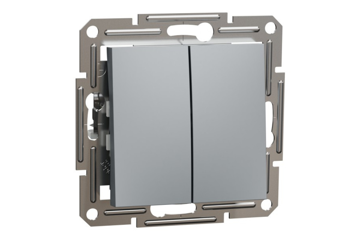 Вимикач двоклавішний самозажимний Asfora Сталь (EPH0300162)