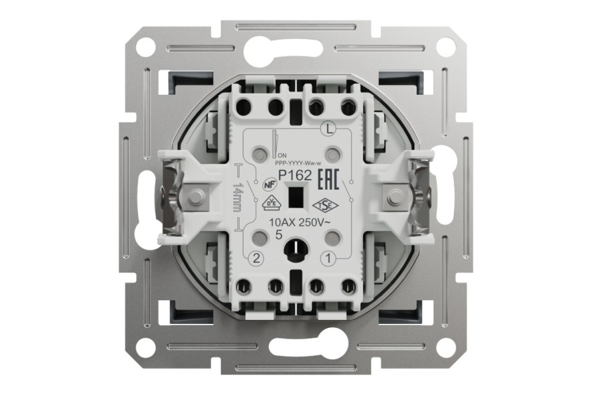 Вимикач двоклавішний самозажимний Asfora Сталь (EPH0300162)
