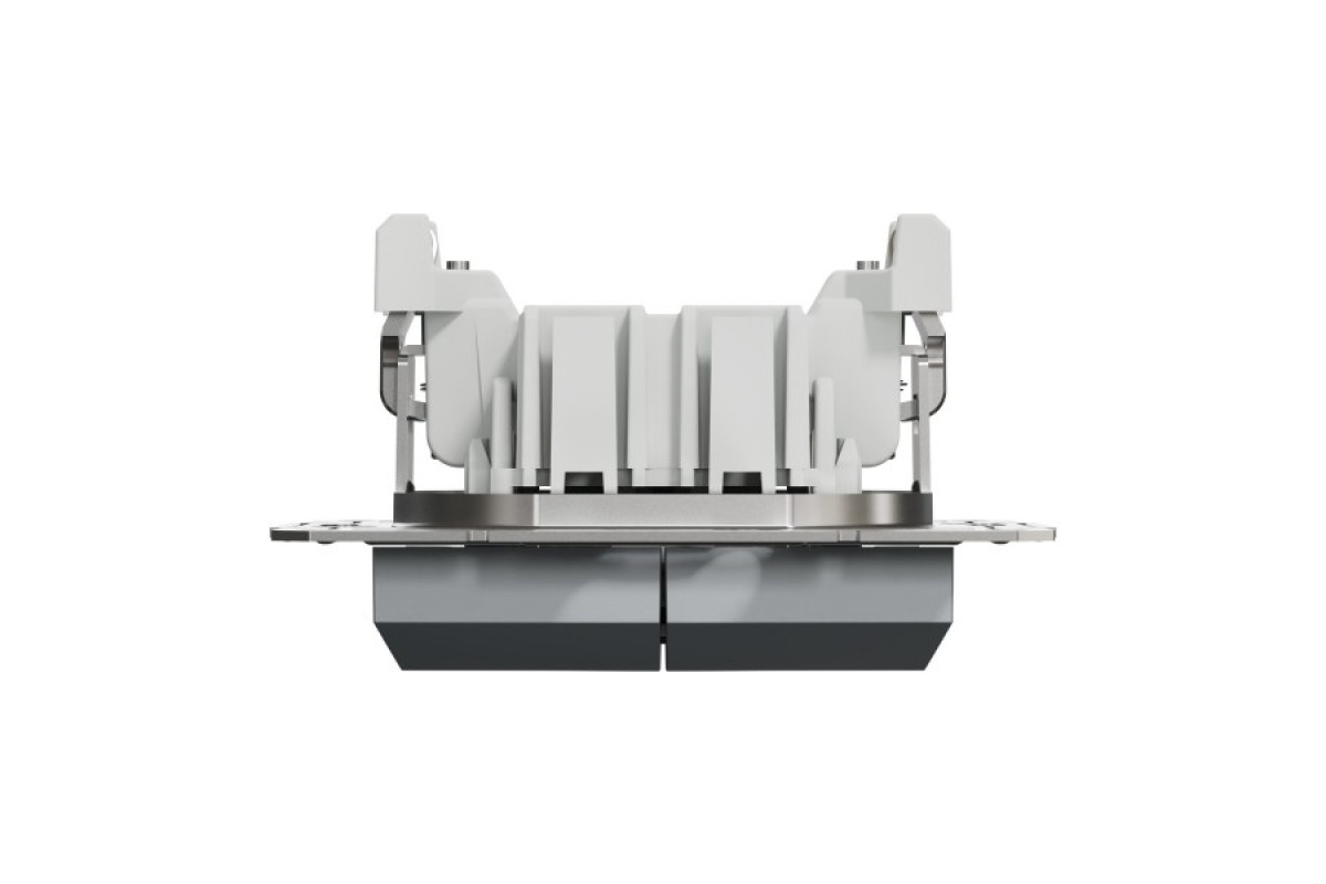 Вимикач двоклавішний самозажимний Asfora Сталь (EPH0300162)