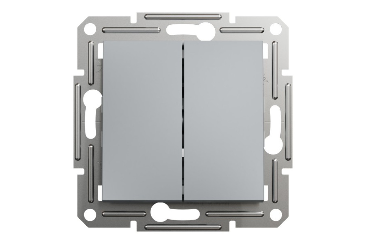 Вимикач двоклавішний самозажимний Asfora Сталь (EPH0300162)