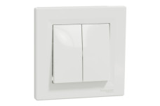 Вимикач двоклавішний самозажимний Білий Asfora (EPH0300121)