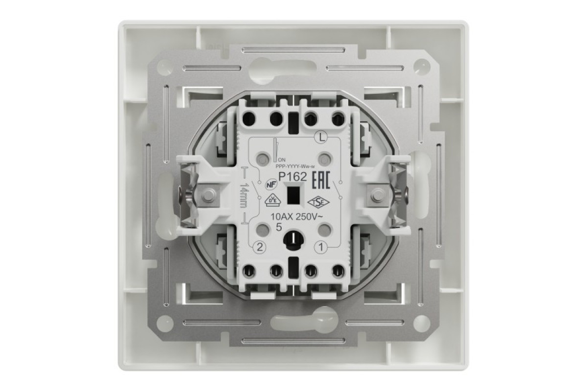 Вимикач двоклавішний самозажимний Білий Asfora (EPH0300121)