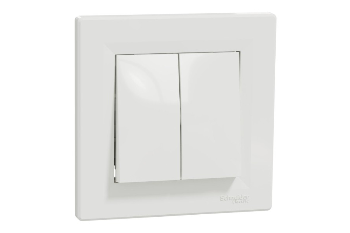 Вимикач двоклавішний самозажимний Білий Asfora (EPH0300121)