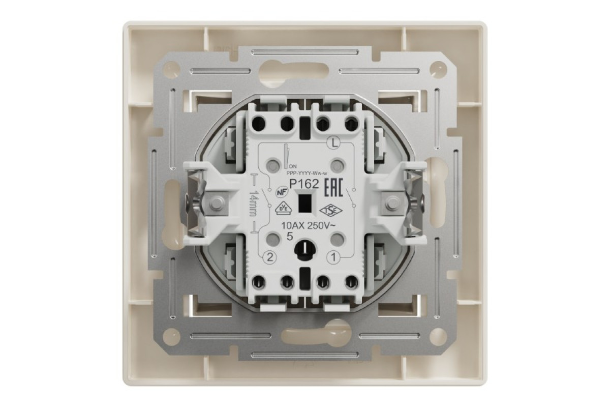 Вимикач двоклавішний самозажимний Крем Asfora (EPH0300123)