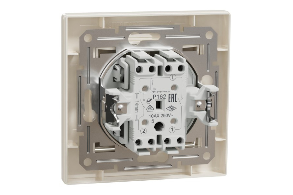 Вимикач двоклавішний самозажимний Крем Asfora (EPH0300123)