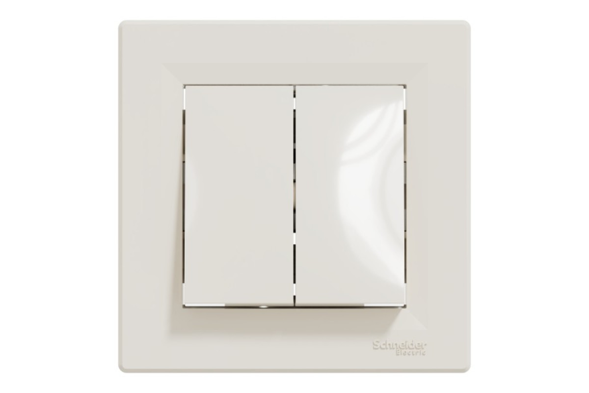 Вимикач двоклавішний самозажимний Крем Asfora (EPH0300123)